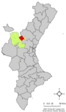 Localización de Andilla respecto al País Valenciano