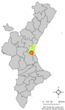 Localización de Alcácer respecto al País Valenciano