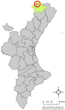 Localización de Palanques respecto a la Comunidad Valenciana.