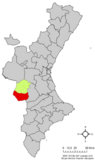 Localización de Ayora respecto a la Comunidad Valenciana
