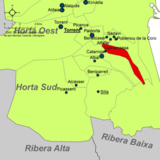 Localización de Masanasa respecto a la comarca de la Huerta Sur
