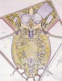 Plano de la Ciudad Universitaria. Dibujo de Leopoldo Rother y Erich Lange, 1937.