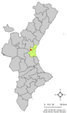 Localización de Localización de la localidad valenciana respecto a la Comunidad Valenciana.