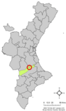 Localización de La Granja de la Costera respecto a la Comunidad Valenciana