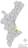 Localización de Villalonga respecto al País Valenciano
