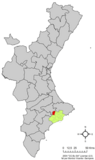 Localización de Confrides respecto a la Comunidad Valenciana