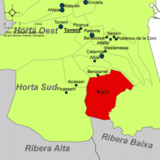 Localización de Silla respecto a la comarca de la Huerta Sur