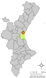 Localización de Montcada respecto a la Comunidad Valenciana