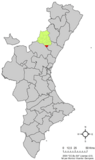 Localización de Villamalur respecto al País Valenciano