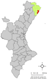 Localización de Peñíscola respecto al País Valenciano