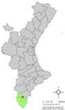 Localización de Catral respecto a la Comunidad Valenciana