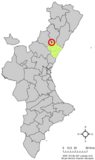 Localización de Ribesalbes respecto al País Valenciano