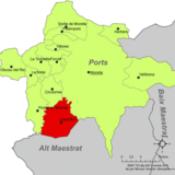 Localización de Castellfort respecto a la comarca de Los Puertos