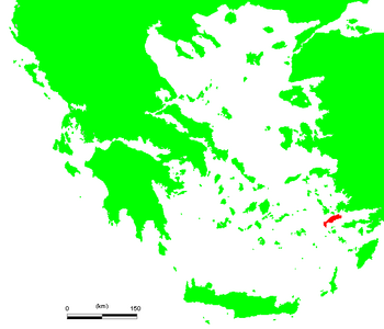 Mapa de Cos en el Mar Egeo