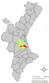 Localización de Alcira respecto a la Comunidad Valenciana