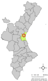 Localización de Burjasot respecto a la Comunidad Valenciana