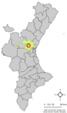 Localización de Benisanó respecto a la Comunidad Valenciana