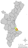 Localización de Benirredrá respecto a la Comunidad Valenciana