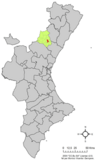Localización de Toga respecto al País Valenciano