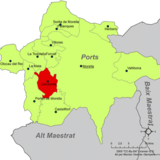 Localización de Cinctorres respecto a la comarca de Los Puertos