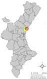 Localización de Benavites respecto al País Valenciano