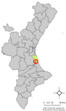 Localización de Llaurí en la Comunidad Valenciana