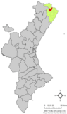 Localización de Canet lo Roig respecto al País Valenciano