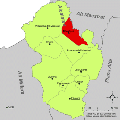 Archivo:Localització de Benafigos respecte de l'Alcalatén.png