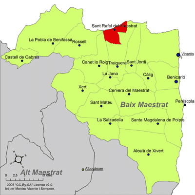 Archivo:Localització de Sant Rafel del Maestrat respecte del Baix Maestrat.png