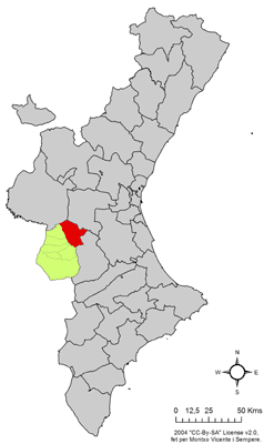 Archivo:Localització de Cortes de Pallars respecte del País Valencià.png