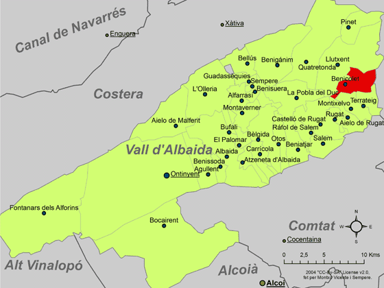 Archivo:Localització de Benicolet respecte de la Vall d'Albaida.png