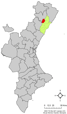Localització de la Serra d'En Galceran respecte del País Valencià.png