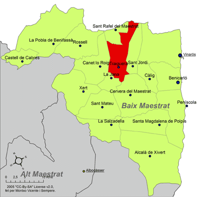 Archivo:Localització de Traiguera respecte del Baix Maestrat.png