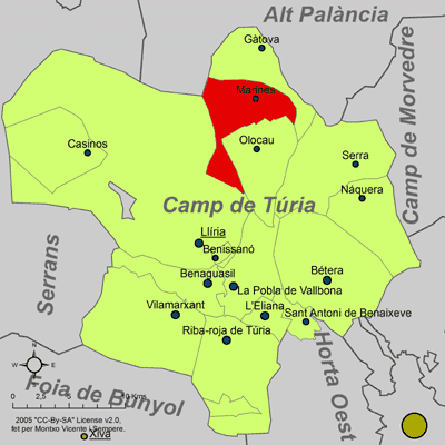 Archivo:Localització de Marines respecte del Camp de Túria.png