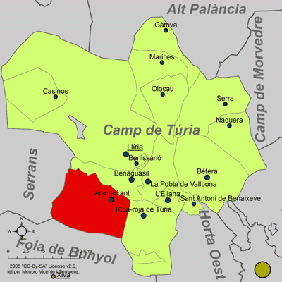 Archivo:Localització de Vilamarxant respecte del Camp de Túria.png