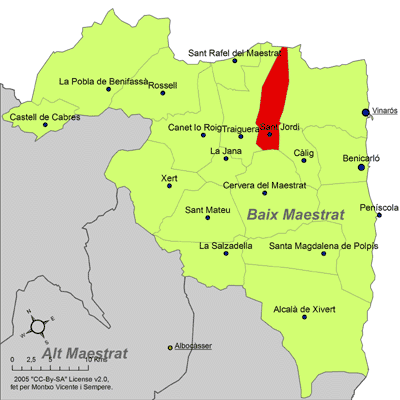 Archivo:Localització de Sant Jordi respecte del Baix Maestrat.png