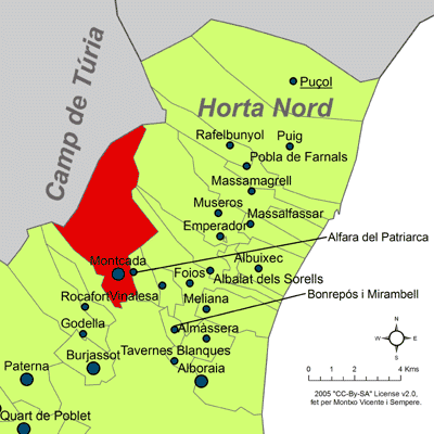 Archivo:Localització de Montcada respecte de l'Horta Nord.png