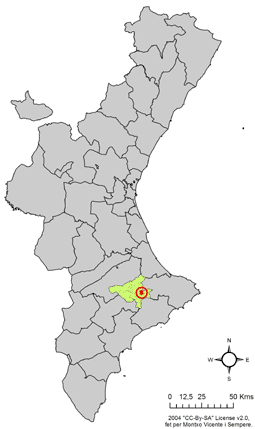 Archivo:Localització de Benimassot respecte el País Valencià.png