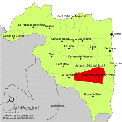 Archivo:Localització de Santa Magdalena de Polpís respecte del Baix Maestrat.png