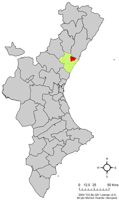 Archivo:Localització de Vila-real respecte del País Valencià.png