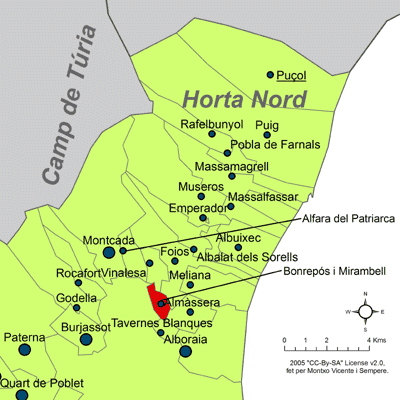 Archivo:Localització de Bonrepòs i Mirambell respecte de l'Horta Nord.png