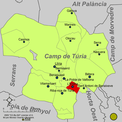 Archivo:Localització de l'Eliana respecte del Camp de Túria.png