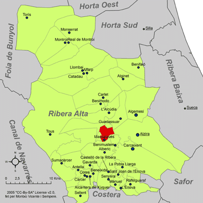 Archivo:Localització de Massalavés respecte de la Ribera Alta.png
