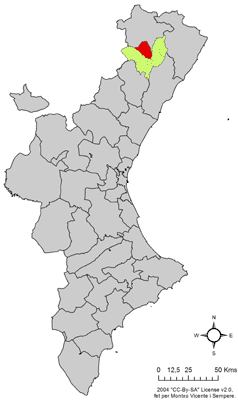 Archivo:Localització d'Ares del Maestrat respecte del País Valencià.png