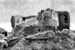Ruinas del castillo, en un grabado del año 1886.