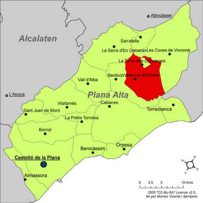 Archivo:Localització de Vilanova d'Alcolea respecte de la Plana Alta.png
