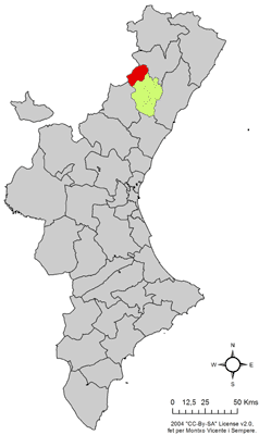 Archivo:Localització de Vistabella del Maestrat respecte del País Valencià.png
