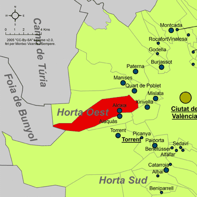 Archivo:Localització d'Aldaia respecte de l'Horta Oest.png