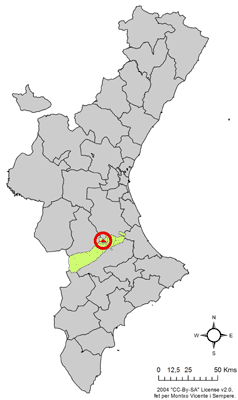 Archivo:Localització de Llanera de Ranes respecte del País Valencià.png