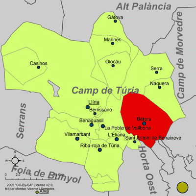 Archivo:Localització de Bétera respecte del Camp de Túria.png